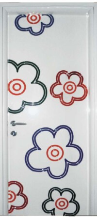 ΚΠ322 MDF σε χρώμα λευκό και σχέδια παντογράφου με ποικιλόχρωμες πατίνες.