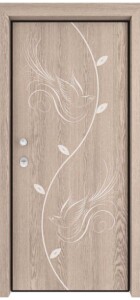 EX704 Δρυς φυσικό με λευκή πατίνα και ακρυλικές βαφές, με σκάλισμα ενός ρομαντικού σχεδίου