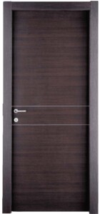 KP101 Laminate wenge με 2 οριζόντιες inox γραμμές στο κέντρο της πόρτας.