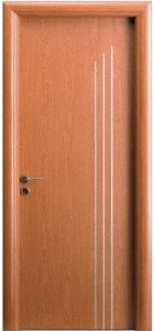 KP103 laminate κερασιά με 3 άνισες κάθετες inox γραμμές.