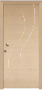 KP110 laminate δρυς με δύο κάμπυλα inox, σε έναν ιδιαίτερο σχεδιασμό.