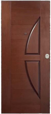 ΚΠ525 Θωρακισμένη Πόρτα Χειροποίητη από Δρυς Φυσικό με μπιζοντέ τοξοτούς ταμπλάδες