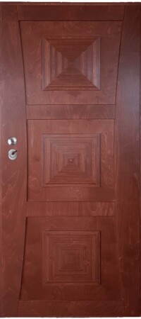 ΚΠ530 Θωρακισμένη Πόρτα Χειροποίητη με Πλακάζ Θαλάσσης με σχέδιο με 3 πυραμίδες