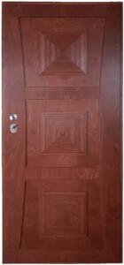 ΚΠ530 Θωρακισμένη Πόρτα Χειροποίητη με Πλακάζ Θαλάσσης με σχέδιο με 3 πυραμίδες